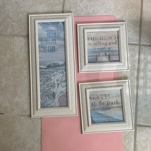 Elegant Cream Beach Picture Set of 3